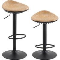 HOMCOM Set of 2 Barstools PU Leather Kitchen Stools with Saddle Seat Height Adjustable Swivel Kitchen Chairs with Footrest Oak