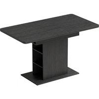 HOMCOM Extendable Dining Table for 4-6 People, 110-130cm Kitchen Table with 6 Open Shelves, Black