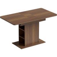 HOMCOM Extendable Dining Table for 4-6 People, 110-130cm Kitchen Table with 6 Open Shelves, Walnut Brown