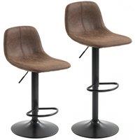 HOMCOM Bar Stools Set of 2, Modern Swivel Barstools with Footrest for Kitchen Island and Dining Room, Brown