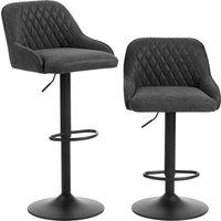 HOMCOM Bar Stools Adjustable Swivel Kitchen Chairs with Backrest Set of 2 for Kitchen Island Black