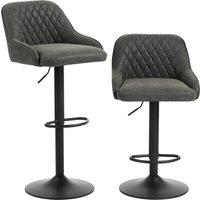 HOMCOM Bar Stools Adjustable Swivel Kitchen Chairs with Backrest Set of 2 for Kitchen Island Dark Grey