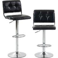 HOMCOM Bar Stools Modern PU Leather Adjustable Breakfast Bar Stools Backrest Set of 2 Black