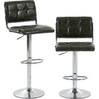 HOMCOM Bar Stools Modern PU Leather Adjustable Breakfast Bar Stools Backrest Set of 2 Green