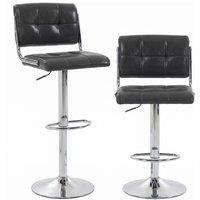 HOMCOM Bar Stools Modern PU Leather Adjustable Breakfast Bar Stools Backrest Set of 2 Grey