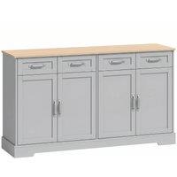 HOMCOM Sideboard Buffet Cabinet, 140 cm Kitchen Storage Cabinet with 4 Drawers, 4 Doors and 2 Adjustable Shelves, Grey