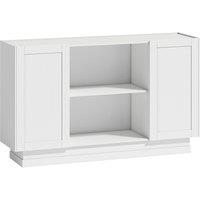 HOMCOM Sideboard Buffet Cabinet, 133 cm Storage Cabinet with 2 Open Shelves, 2 Cupboards and Soft Close Doors, White
