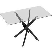 HOMCOM Rectangular Dining Table for 6 People, 120cm Modern Kitchen Table with Tempered Glass Top and Cross Steel Legs, Clear