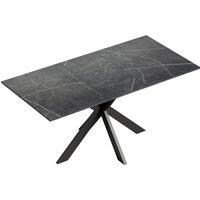 HOMCOM Extendable Dining Table Steel Cross Legs Steel Rails Space Saving Black