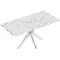 HOMCOM Extendable Dining Table Steel Cross Legs Steel Rails Space Saving White