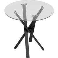 HOMCOM Round Dining Table for 4, 80cm Modern Kitchen Table with Tempered Glass Top and Cross Steel Legs, Clear