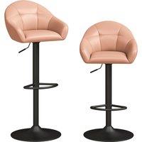 HOMCOM Bar Stools Adjustable Heights Breakfast Bar Stools Backrest Armrests Set of 2, Brown