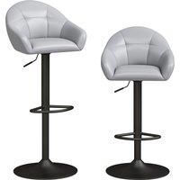 HOMCOM Bar Stools Adjustable Heights Breakfast Bar Stools Backrest Armrests Set of 2 with Rubber Ring Metal Base, Grey