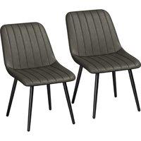 HOMCOM Faux Leather Upholstered Kitchen Chairs, Modern Dining Chairs Set of 2 with Metal Legs for Dining Room, Grey