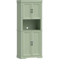 HOMCOM 183 cm Tall Kitchen Cupboard, Kitchen Cabinet with Open Countertop, Door Racks and Adjustable Shelves, Sage Green
