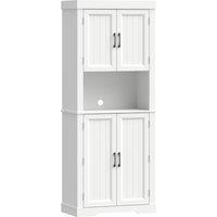 HOMCOM 183 cm Tall Kitchen Cupboard, Kitchen Cabinet with Open Countertop, Door Racks and Adjustable Shelves, White