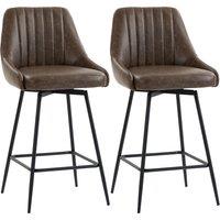HOMCOM Bar Stools Set of 2, Swivel Counter Height Barstools with PU Leather, for Kitchen Island, Dining Room, Dark Brown