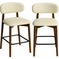 HOMCOM Bar Stools Curved Open Back Padded Seat Footrest Set of 2 for Kitchen Beige