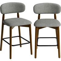 HOMCOM Bar Stools Curved Open Back Padded Seat Footrest Set of 2 for Kitchen Grey