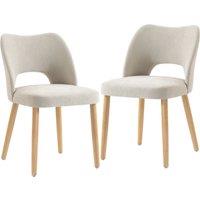 HOMCOM Dining Chairs Set Upholstered Kitchen Chenille Tool Free Assembly Rubberwood Legs, Beige