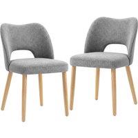 HOMCOM Dining Chairs Set Upholstered Kitchen Chenille Tool Free Assembly Rubberwood Legs, Grey