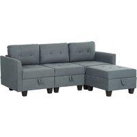 HOMCOM 'L' Shape Modular Sofa, with Storage - Dark Grey Aosom UK