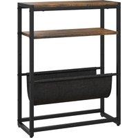 HOMCOM Narrow Side Table, End Table with 3-Tier Storage, V-Shaped Magazine Holder for Living Room, Bedroom, 43 x 18 x 56 cm, Ru