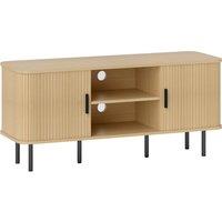 HOMCOM TV Stand Cabinet for TVs up to 55 Inches, TV Unit with Storage Shelves and Cupboard for Living Room, Oak Tone Aosom UK