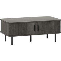 HOMCOM Coffee Table with Storage, Living Room Table with Slatted Tambour Sliding Doors and Foot Pads, Rectangular Coffee Table with Elevated Base for Living Room, Grey Wood-Effect