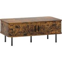 HOMCOM Coffee Table with Storage, Living Room Table with Slatted Tambour Sliding Doors and Foot Pads, Rectangular Coffee Table with Elevated Base for Living Room, Rustic Brown