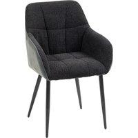 HOMCOM Accent Chair with Foot Pads, Upholstered Armchair with Chenille Fabric Front and PU Back for Living Room Bedroom, Black Aosom UK