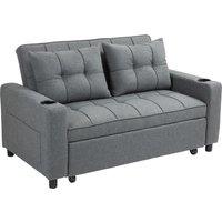 HOMCOM Two-Seater Pull-Out Sofa Bed - Charcoal Grey