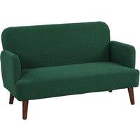 HOMCOM Velvet Feel Fabric 2 Seater Sofa, Small Sofa Loveseat with 21cm Thick Padding and Wood Legs, Dark Green