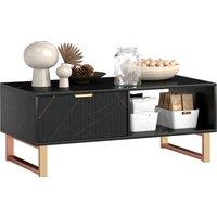 HOMCOM Elegant Marble Effect Storage Coffee Table - Black
