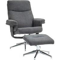 HOMCOM Recliner Chair with Footstool, Upholstered Velvet Fabric Armchair with Adjustable Back, Solid Wood Frame, Charcoal Grey Aosom UK