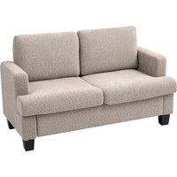 HOMCOM 2 Seater Sofa, 138 cm Loveseat Sofa with Removable Back Cushions, Chenille Fabric Small Couch Settee with S-springs for Living Room, Bedroom, Home Office, Light Brown