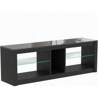 HOMCOM TV Stand Cabinet with LED Lights and Remote Control for TVs up to 65, Entertainment Centre with Storage Shelves, Black