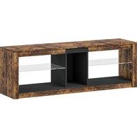 HOMCOM TV Stand Cabinet with LED Lights and Remote Control for TVs up to 65", Entertainment Centre with Storage Shelves and Compartment, Rustic Brown