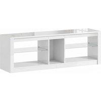 HOMCOM TV Stand Cabinet with LED Lights and Remote Control for TVs up to 65, Entertainment Centre with Storage Shelves, White