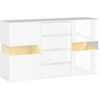 HOMCOM LED Light Sideboard - High Gloss White