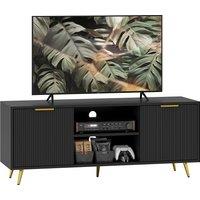 HOMCOM Modern TV Stand Cabinet for TVs up to 55", TV Unit with 2 Open Shelves, 2 Cabinets and Cable Management for Living Room, Black
