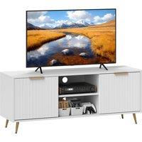 HOMCOM Modern TV Stand Cabinet for TVs up to 55", TV Unit with Shelves and Cabinets, Entertainment Centre for Living Room, White Aosom UK