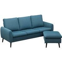 HOMCOM Corner Sofa with Reversible Chaise Lounge, Corduroy Fabric 3 Seater Sofa Settee with Scatter Back, Left/Right Hand for Living Room, Blue
