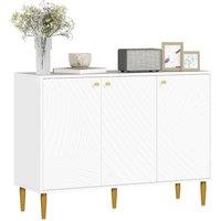 HOMCOM Elegant Two-Cupboard Sideboard - White/Gold-Tone