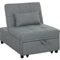 HOMCOM Four-In-One Single Sleeper Chair - Dark Grey