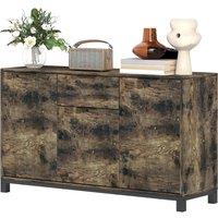 HOMCOM Sideboard, Industrial Storage Cabinet with Doors, Drawer, Cupboard and Adjustable Shelves for Living Room, Dining Room, Hallway, Rustic Brown