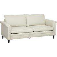HOMCOM 3 Seater Sofa, Modern Fabric Sofa Couch with Spring Cushion, Rubber Wood Legs, 191cm Upholstered Settee for Living Room, Bedroom, Home Office, Guest Room, Cream White