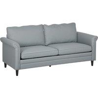 HOMCOM 3 Seater Sofa, Modern Fabric Sofa Couch with Spring Cushion, Rubber Wood Legs, 191cm Upholstered Settee for Living Room, Bedroom, Home Office, Guest Room, Grey