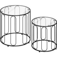 HOMCOM Elliptical Cut-Out Nesting Tables - Black