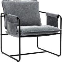 HOMCOM Minimal Padded Accent Chair, with Pockets - Grey